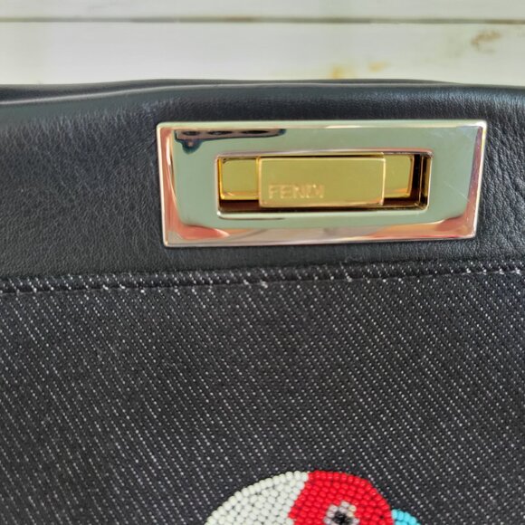 Fendi Peekaboo Medium Satchel – Denim QuTweet Beaded Limited Edition - Picture 8 of 16